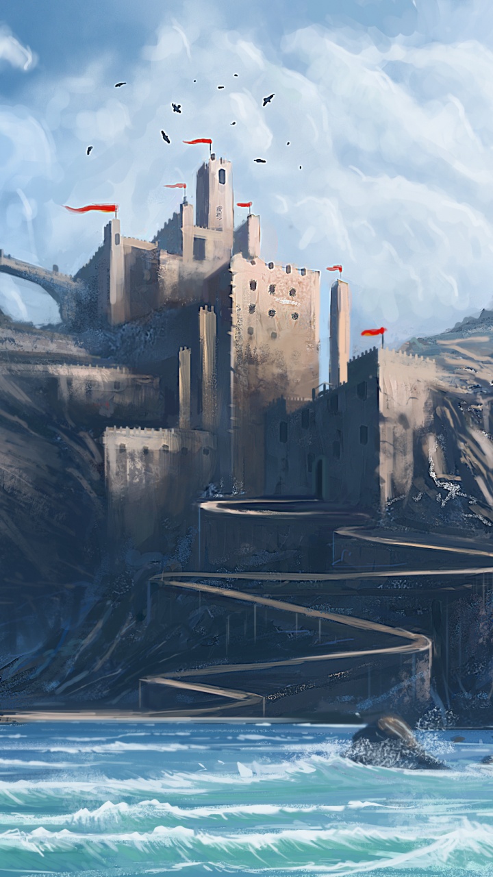 Braunes Betongebäude in Der Nähe Des Meeres Unter Blauem Himmel Tagsüber. Wallpaper in 720x1280 Resolution