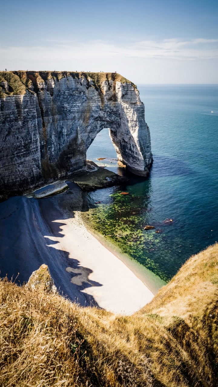 France, Cliff, Tretat, Sea, Natural Arch. Wallpaper in 720x1280 Resolution