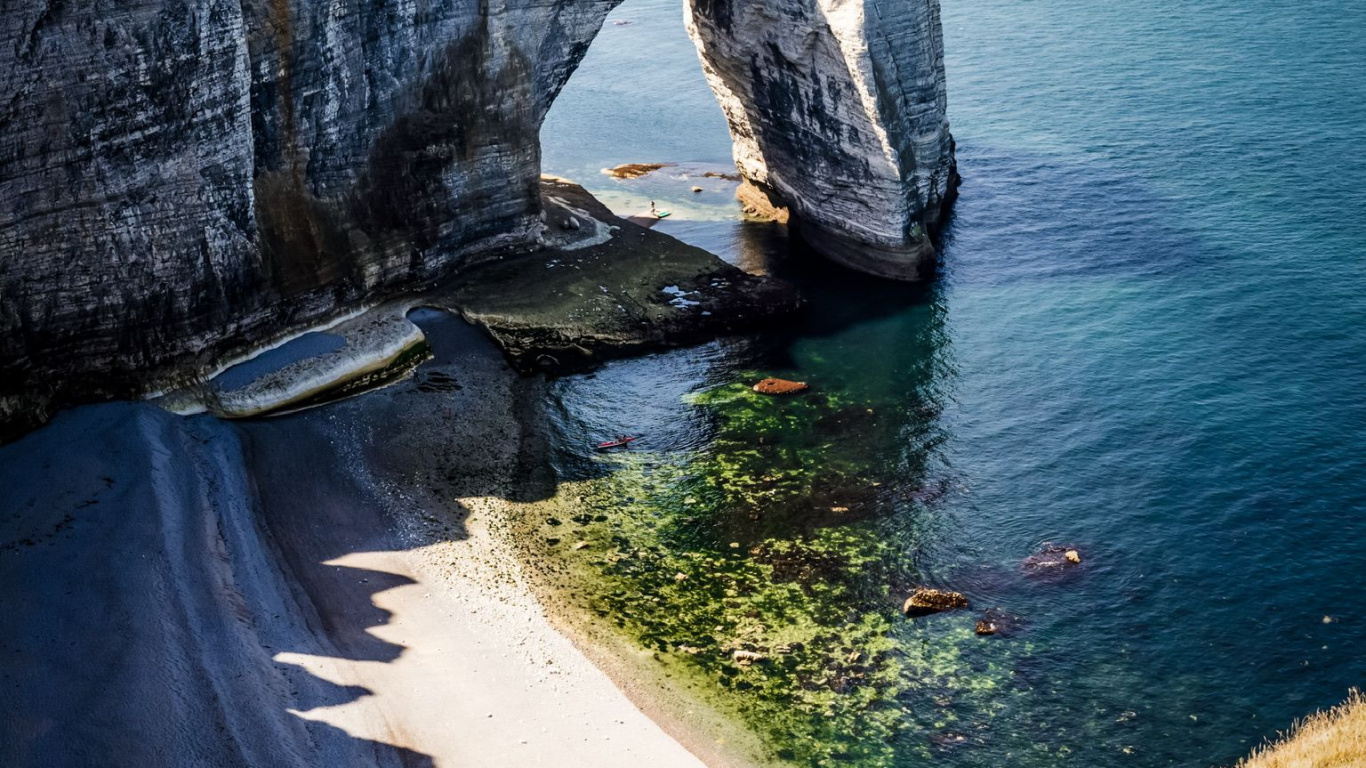Francia, Acantilado, Tercero, Mar, Arco Natural. Wallpaper in 1366x768 Resolution