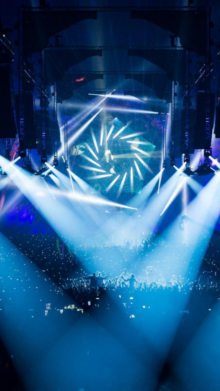 Konzert, Bühnenbeleuchtung, Bühne, Blau, Licht. Wallpaper in 720x1280 Resolution