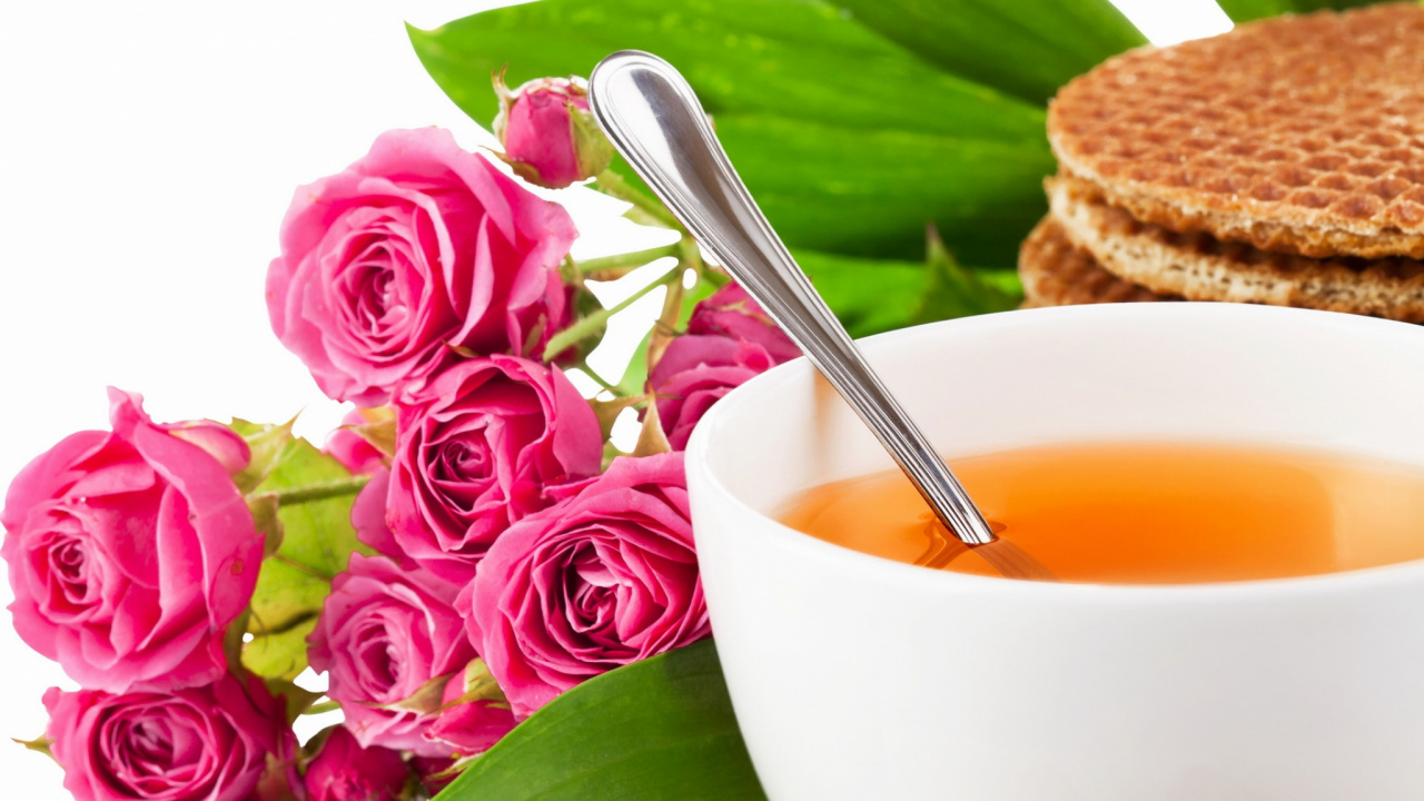 Weiße Keramiktasse Mit Brauner Flüssigkeit. Wallpaper in 1280x720 Resolution