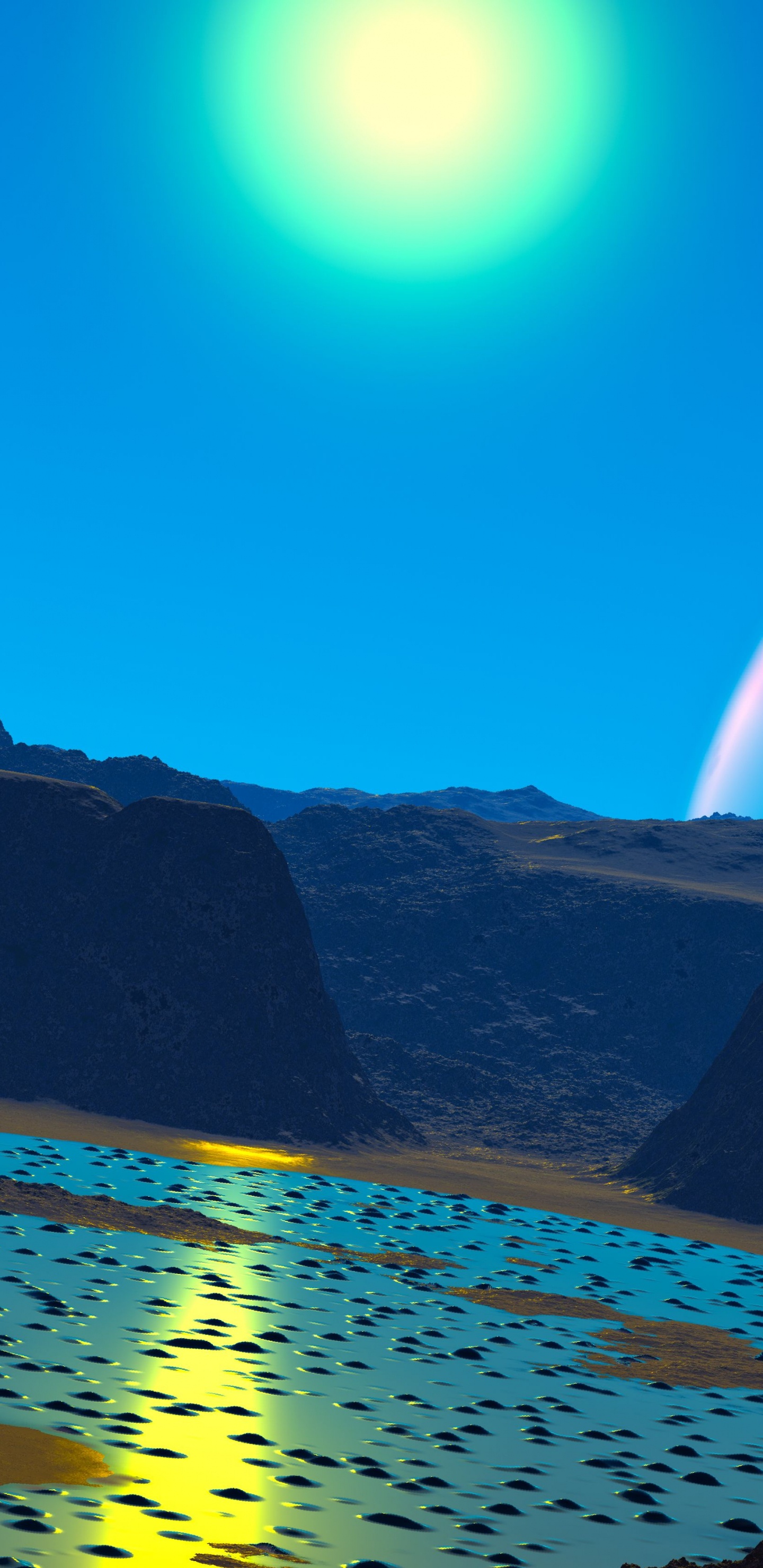 Cuerpo de Agua Cerca de la Montaña Durante la Noche.. Wallpaper in 1440x2960 Resolution