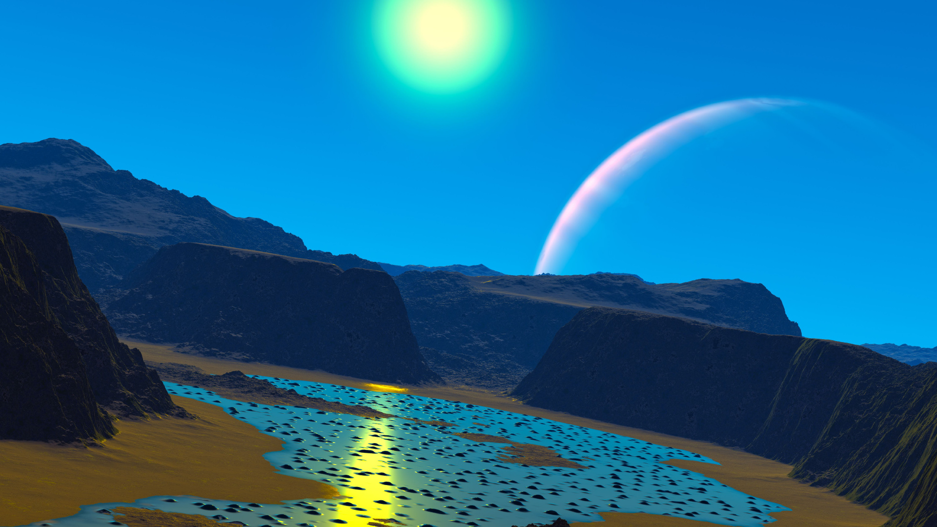 Body of Water Near Mountain During Night Time. Wallpaper in 1920x1080 Resolution