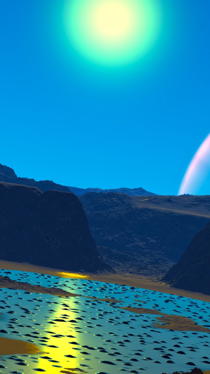 Body of Water Near Mountain During Night Time. Wallpaper in 720x1280 Resolution