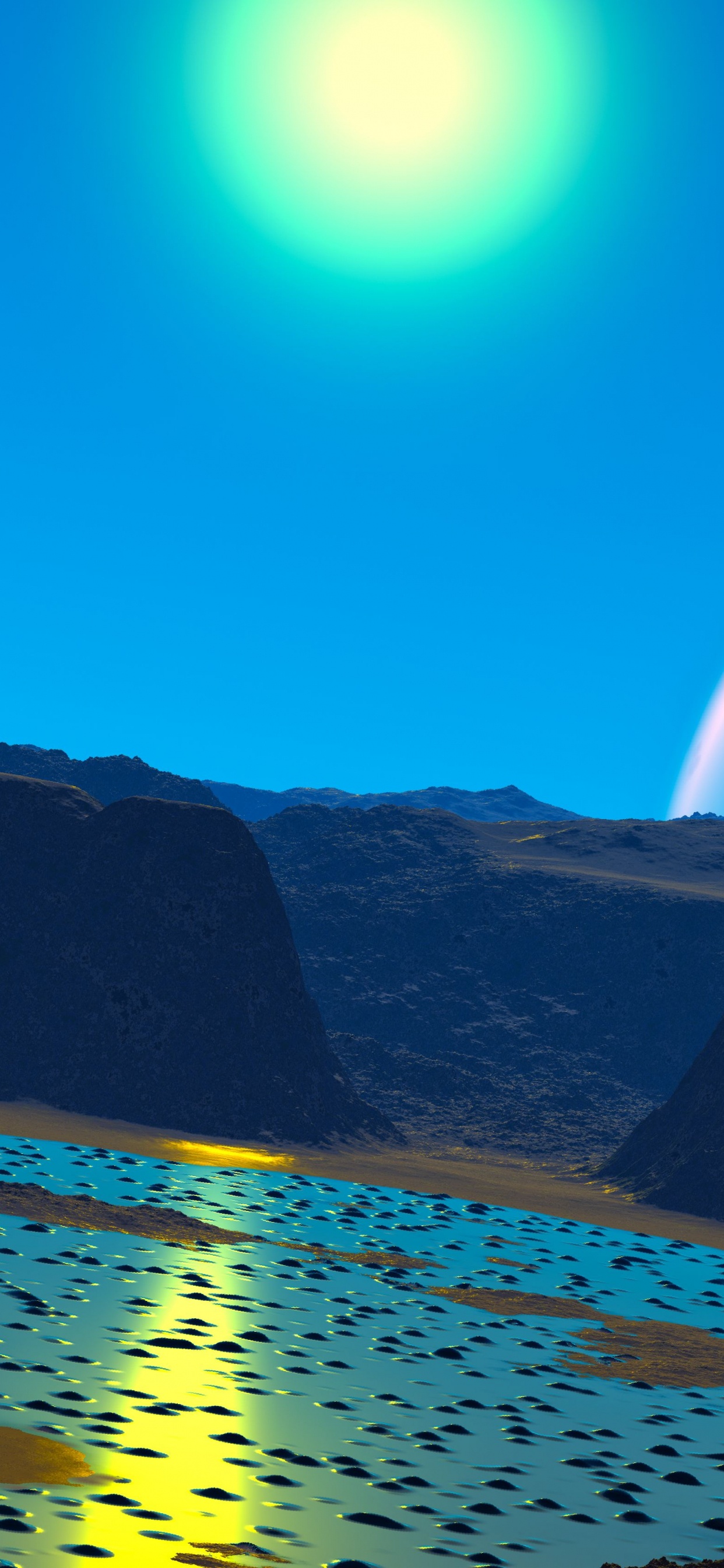 Gewässer in Der Nähe Des Berges Während Der Nachtzeit. Wallpaper in 1242x2688 Resolution