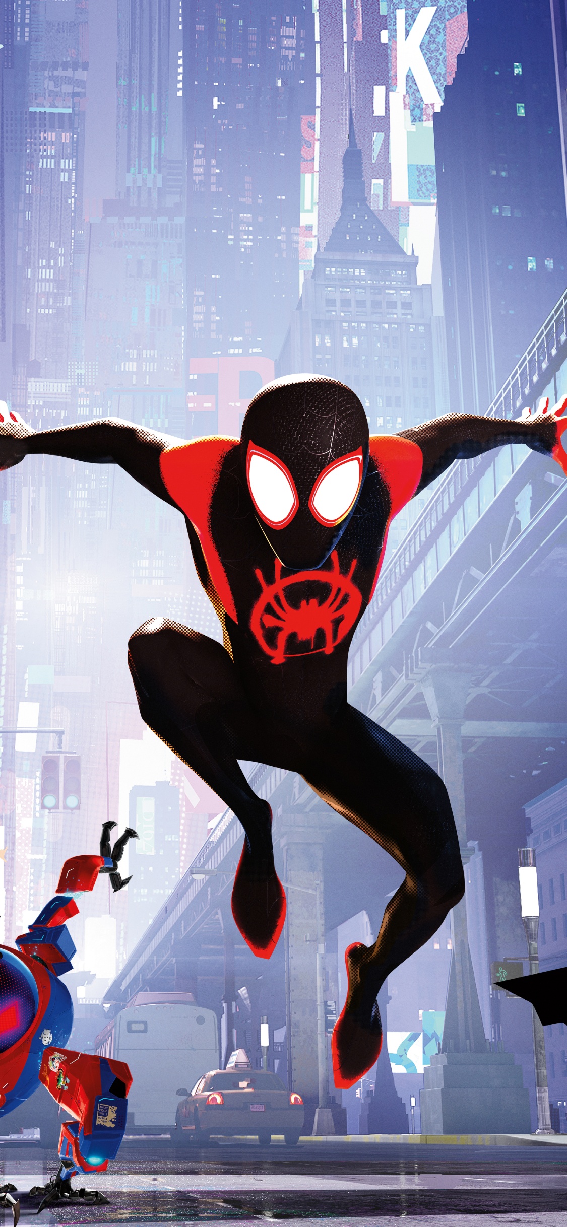 Hombre en Traje de Batman Negro y Rojo Saltando en el Escenario. Wallpaper in 1125x2436 Resolution