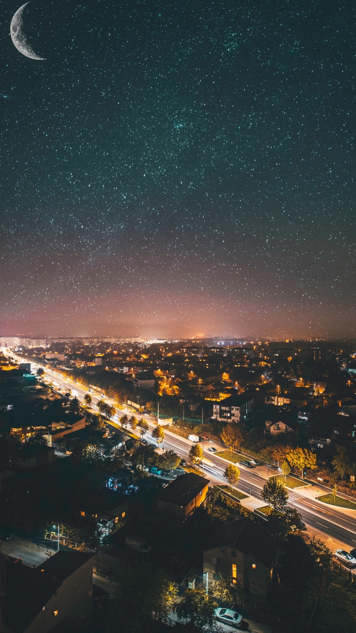 Lumières de la Ville Pendant la Nuit. Wallpaper in 720x1280 Resolution