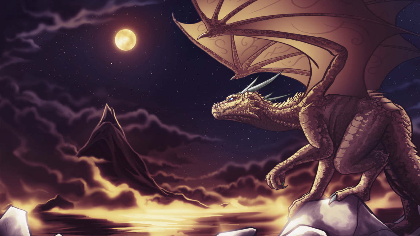 Dragon Brun Sur Champ Brun. Wallpaper in 1366x768 Resolution