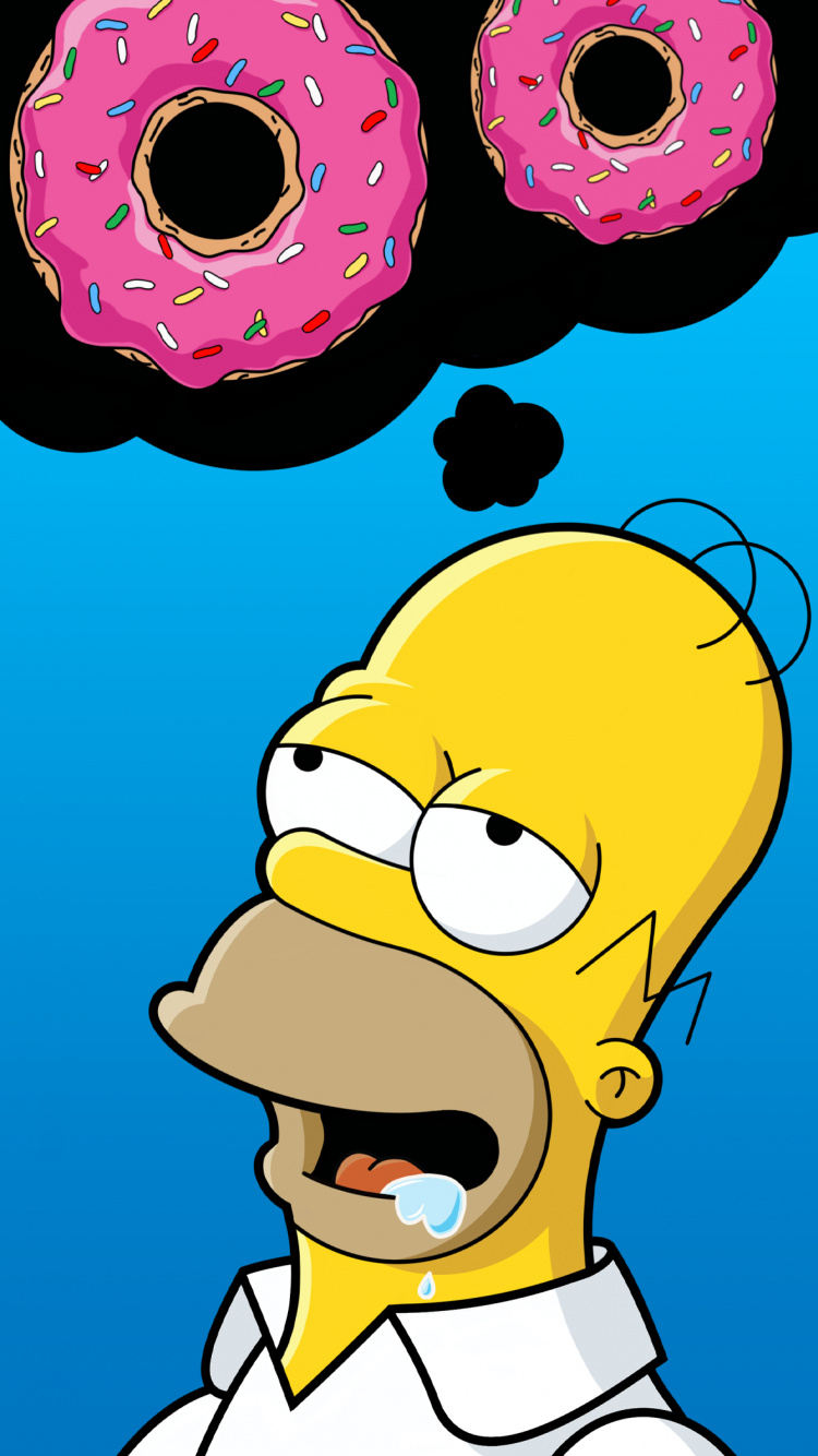 Homer Simpson, Galaxie Note10, Android, Coiffure, Cartoon. Wallpaper in 750x1334 Resolution
