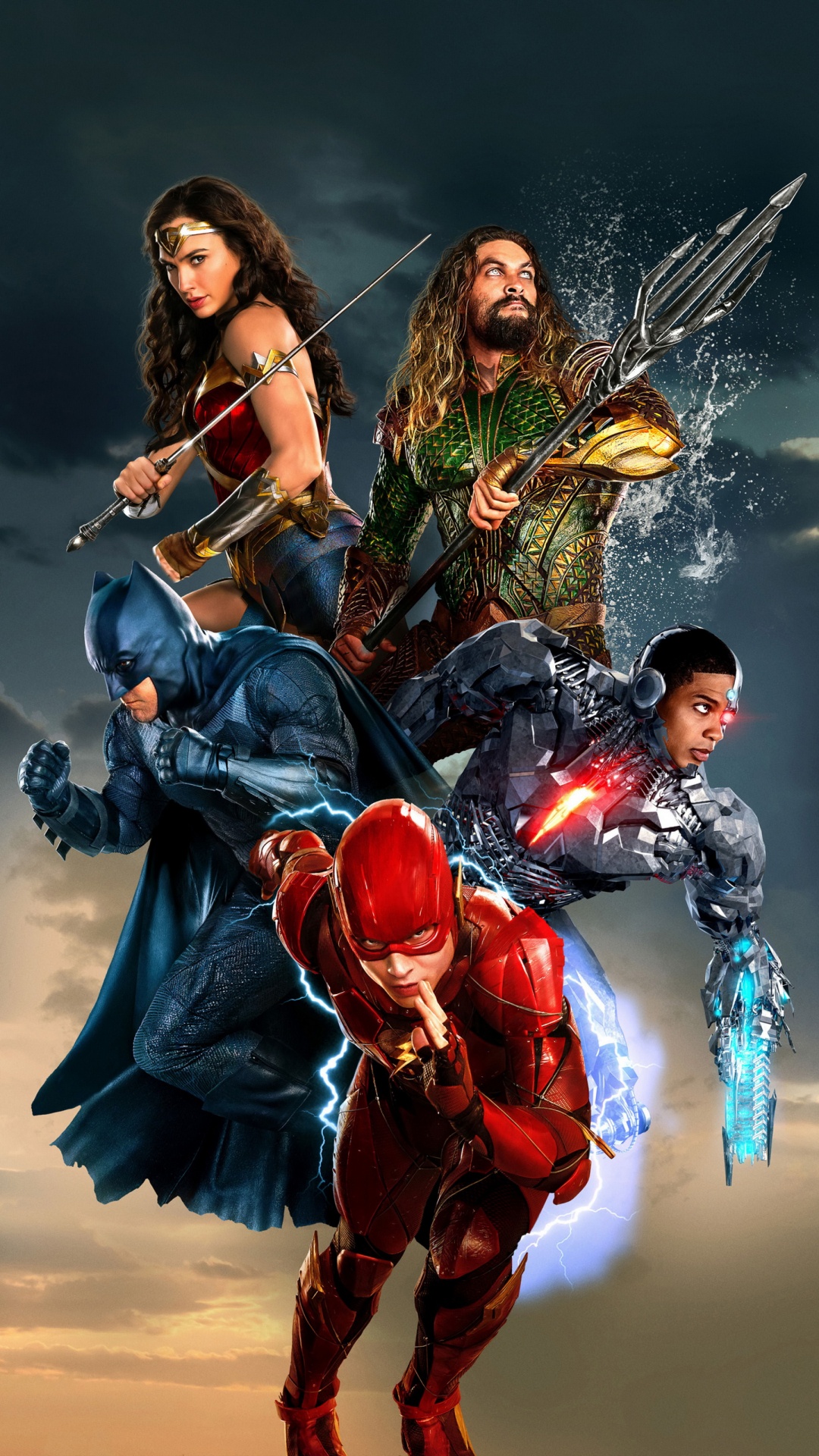 Filmplakat Der Justice League, Justice League, Batman v Superman-Dawn of Justice, Wonder Woman, Superman. Wallpaper in 1080x1920 Resolution