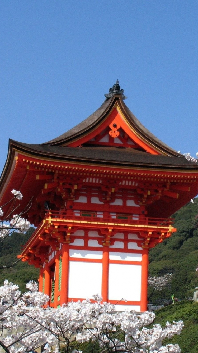 Brown Wooden Temple on Top of Mountain. Wallpaper in 750x1334 Resolution