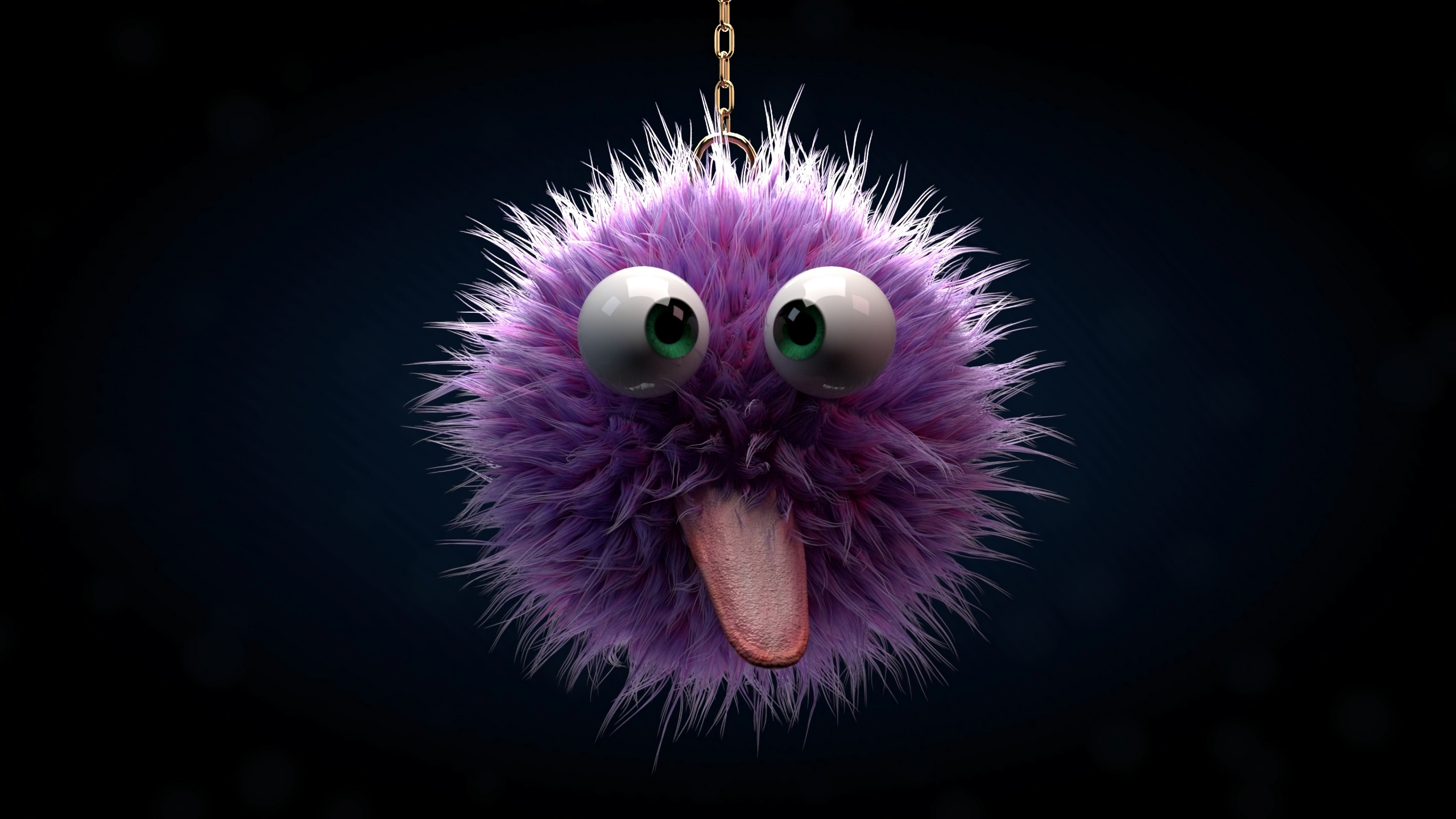 Purple and White Fur Keychain. Wallpaper in 2560x1440 Resolution