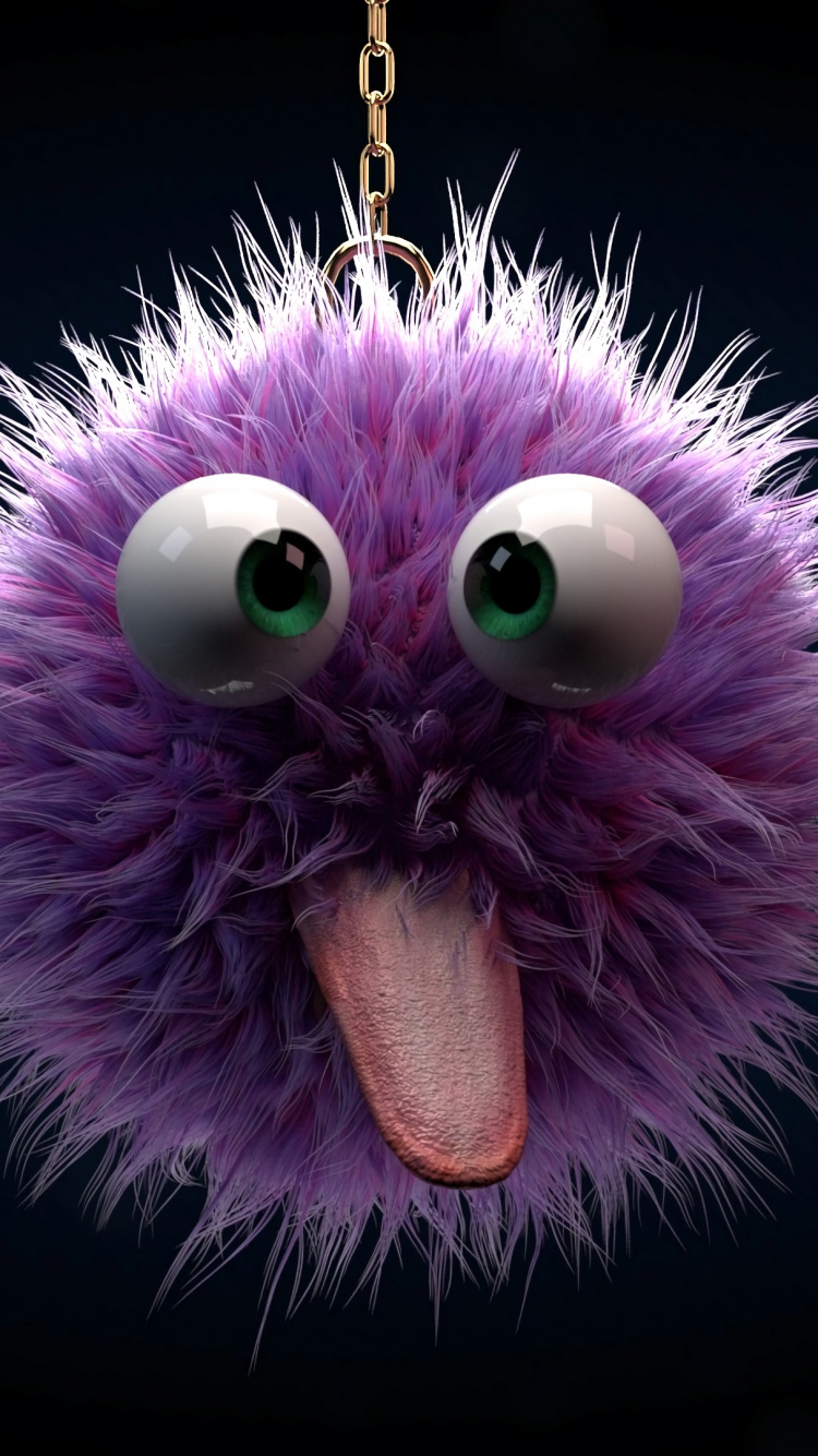 Purple and White Fur Keychain. Wallpaper in 750x1334 Resolution