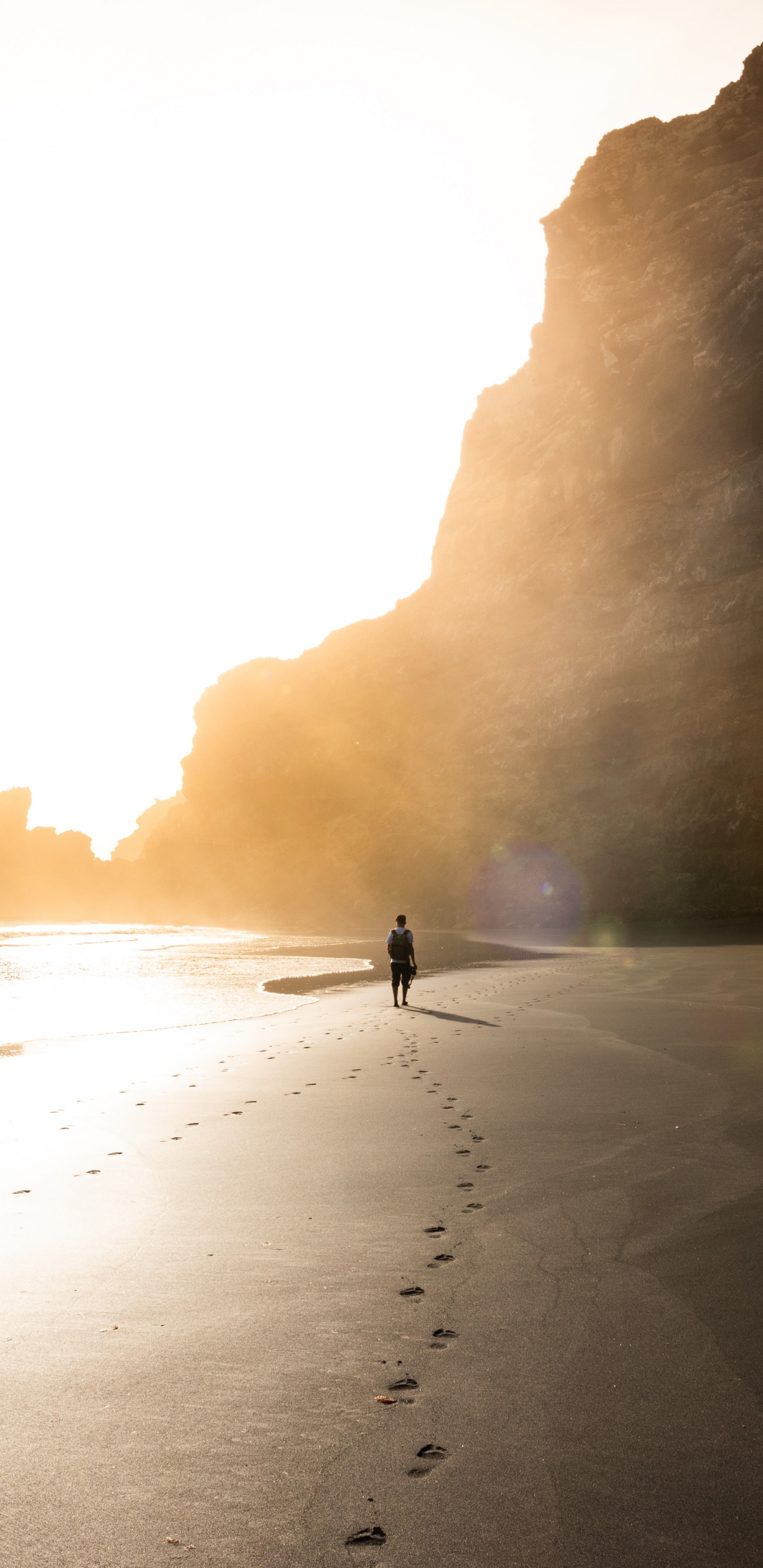 Sea, Beach, Coast, Sand, Cliff. Wallpaper in 1440x2960 Resolution