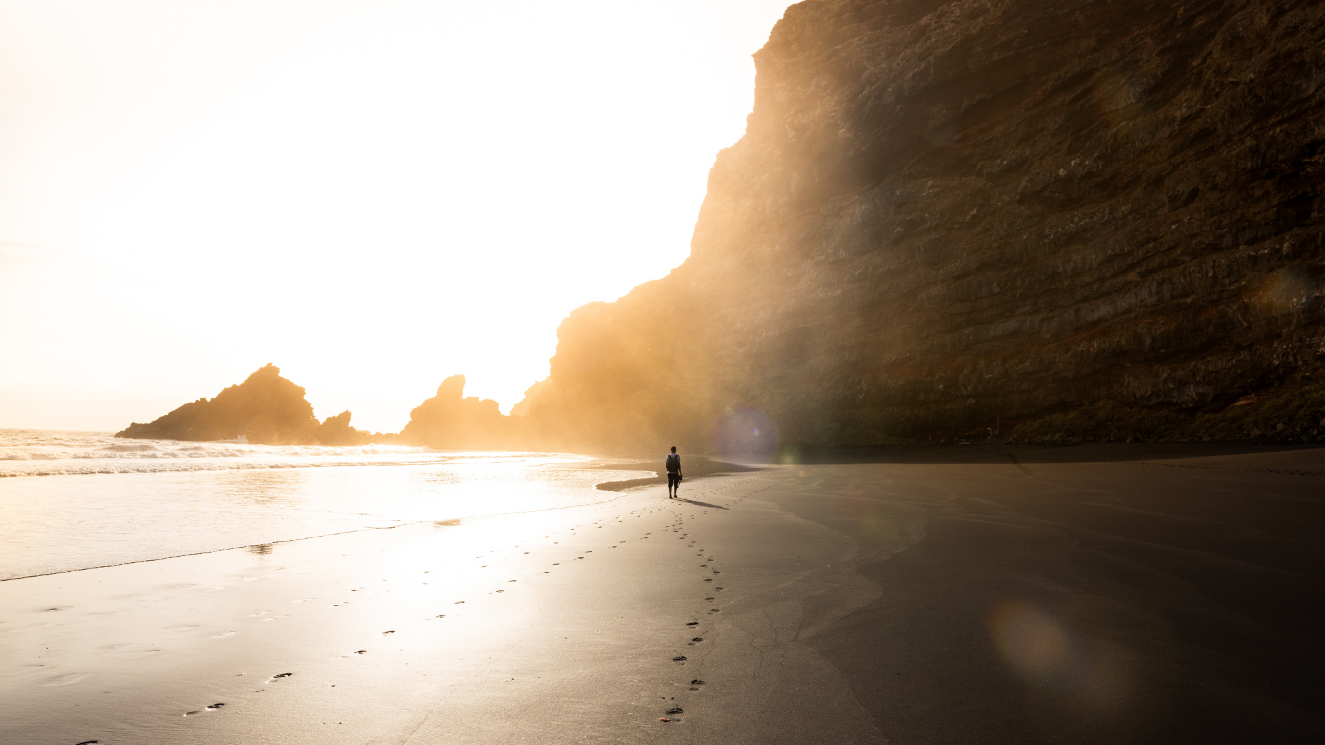 Mer, Plage, Côte, Sand, Falaise. Wallpaper in 1920x1080 Resolution