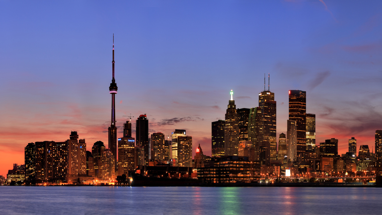 Horizon de la Ville Pendant la Nuit. Wallpaper in 1280x720 Resolution