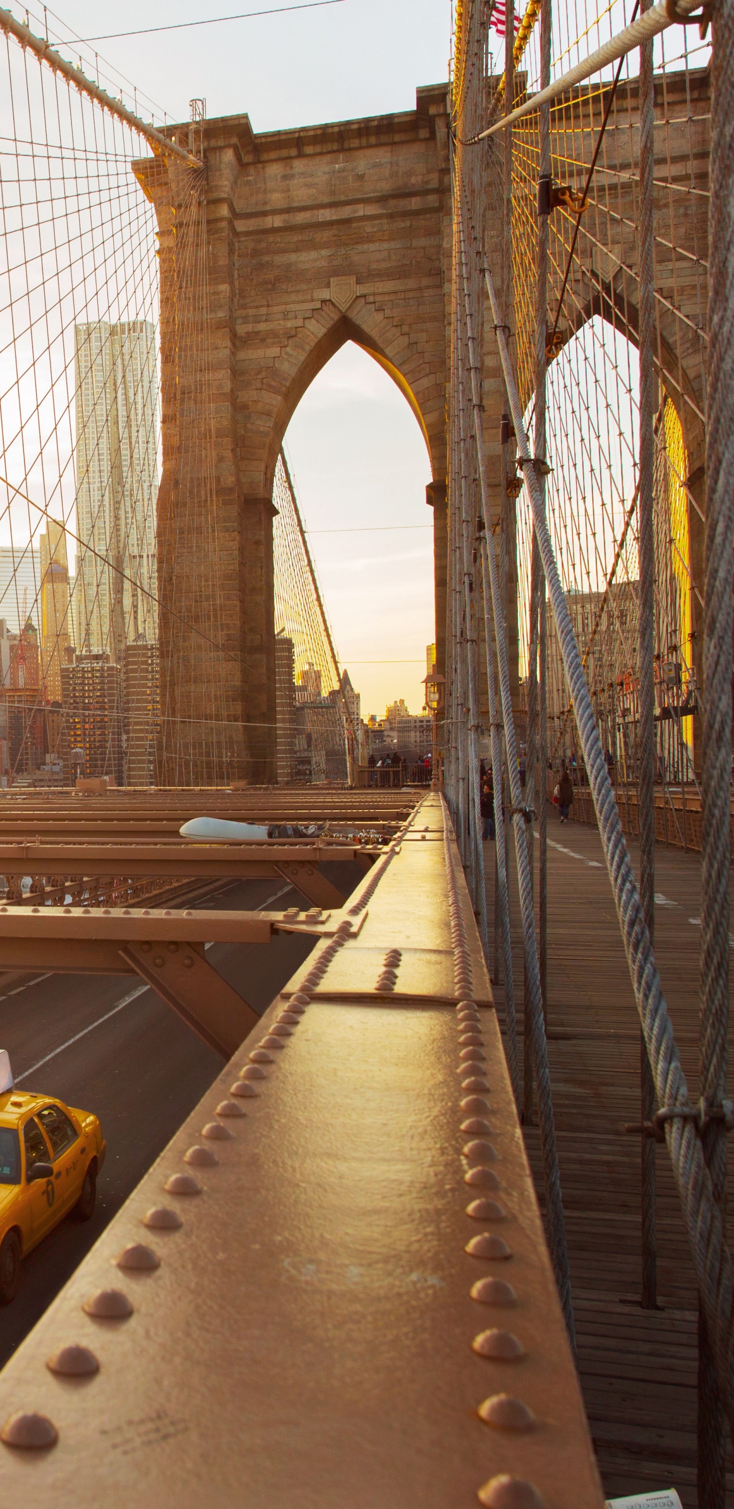 Yellow Car on Gray Concrete Bridge During Daytime. Wallpaper in 1440x2960 Resolution