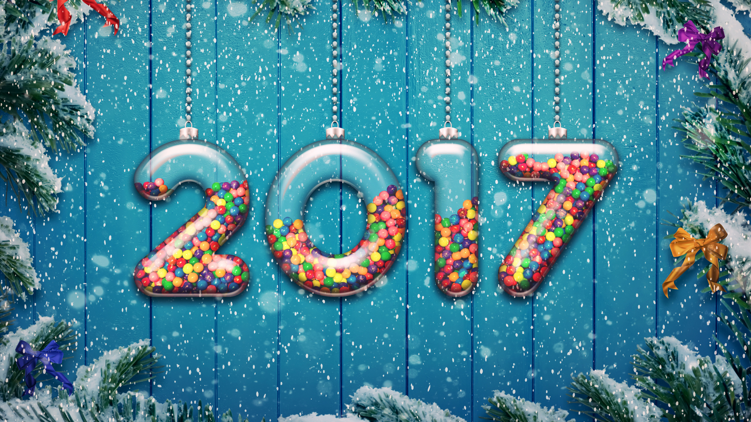 New Year, Christmas, Tree, Christmas Day, Art. Wallpaper in 2560x1440 Resolution