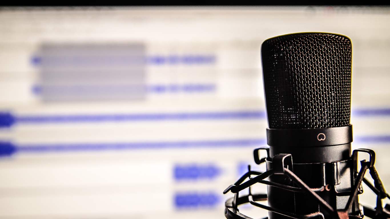 Microphone, Audio Equipment, Recording Studio, Electronic Device, Technology. Wallpaper in 1366x768 Resolution