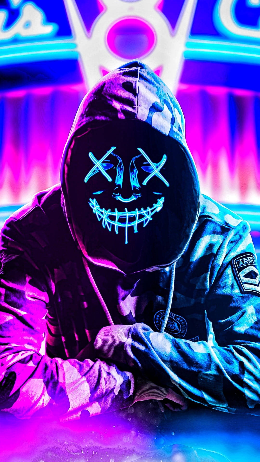 Neon Mask, Mask, Costume, Neon, Halloween Costume. Wallpaper in 1080x1920 Resolution