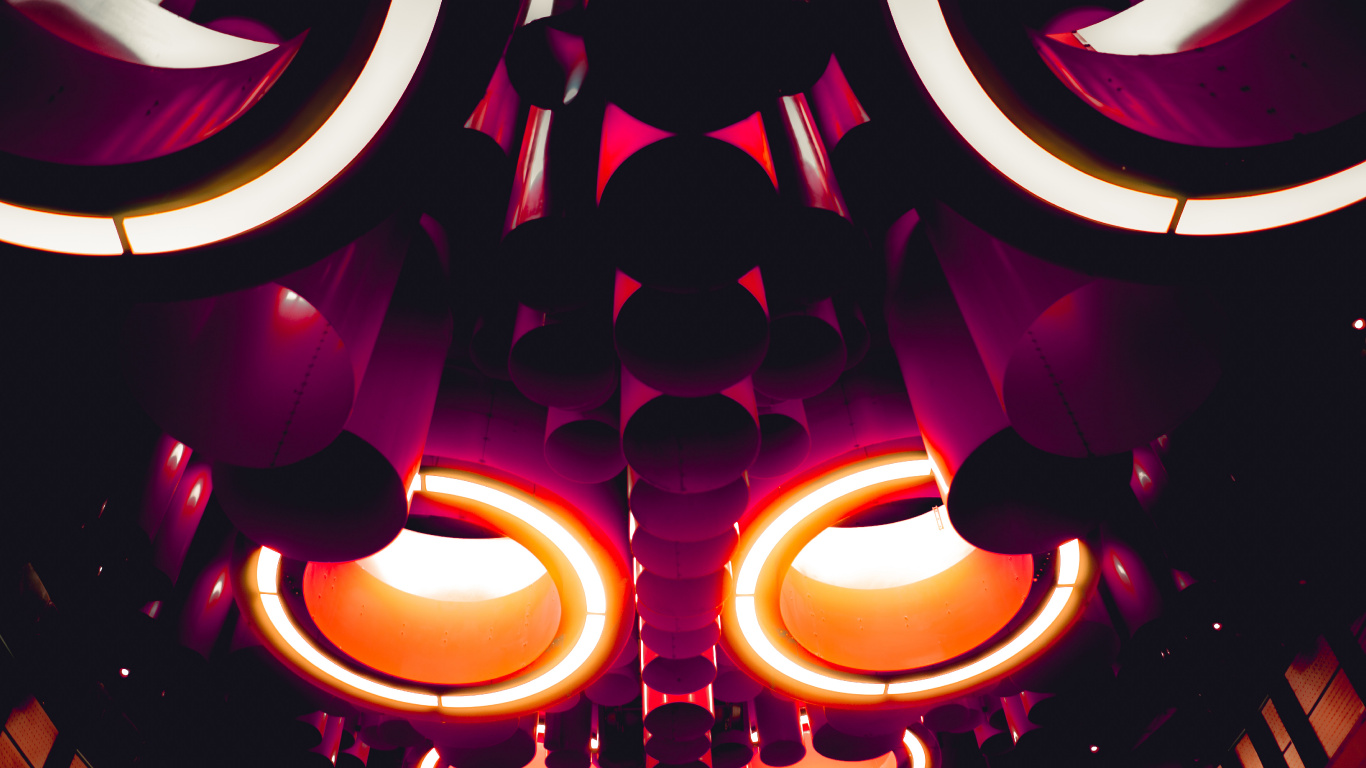 Red and Yellow Round Light. Wallpaper in 1366x768 Resolution