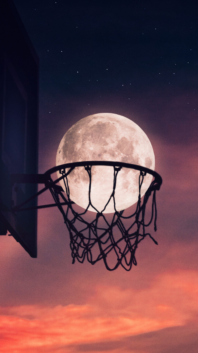 Luna, Baloncesto, Baloncesto y Luna, Nba, Cancha de Baloncesto. Wallpaper in 750x1334 Resolution