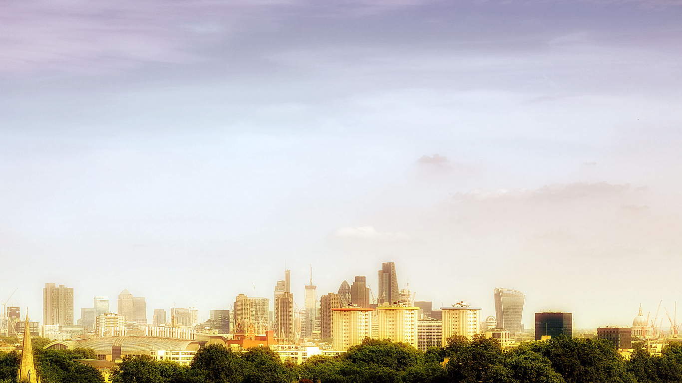 City Buildings Under White Sky During Daytime. Wallpaper in 1366x768 Resolution
