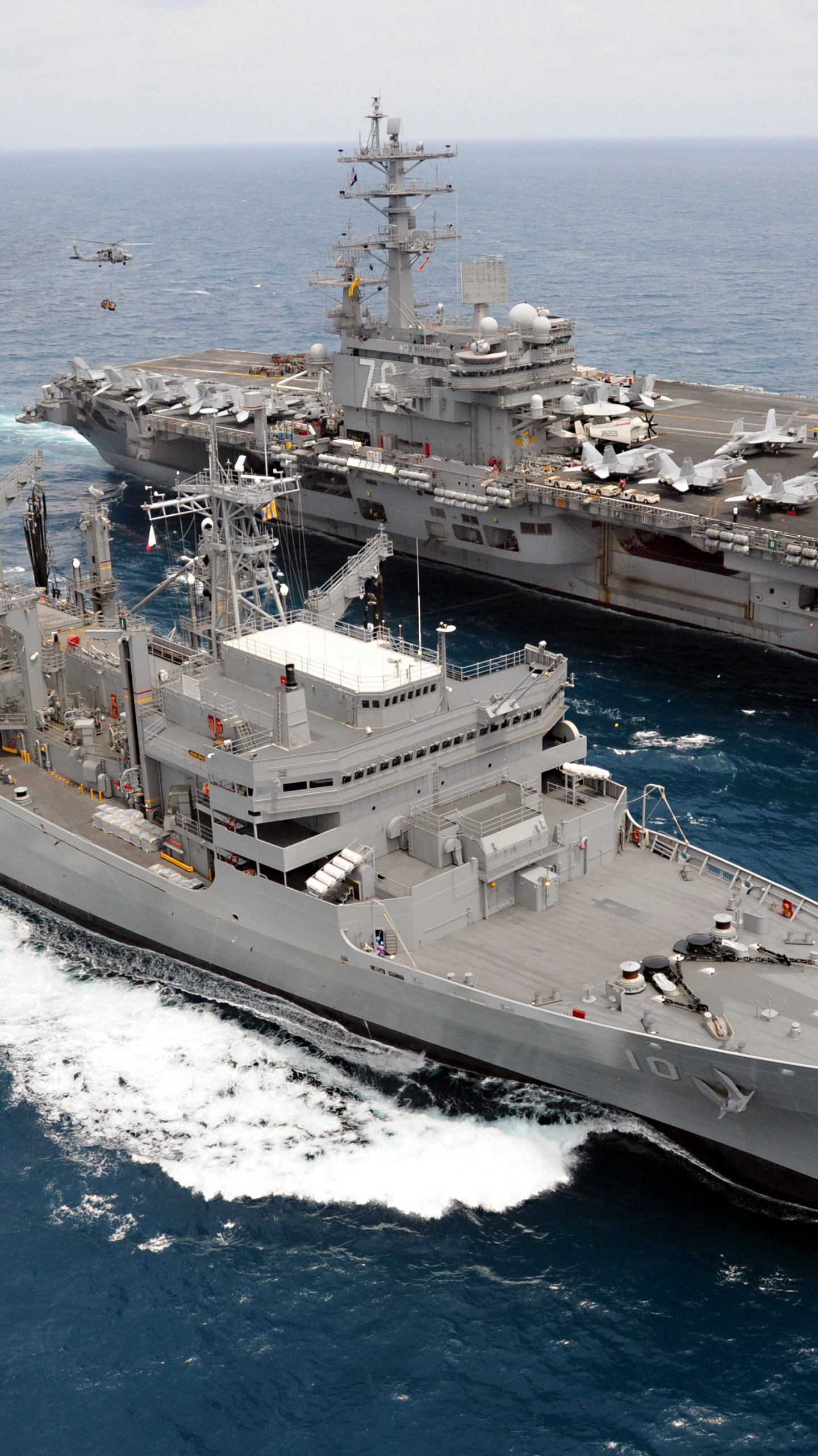 快战斗支援船, 航空母舰, 美国罗纳德*里根, 美国海军, 军舰 壁纸 1440x2560 允许
