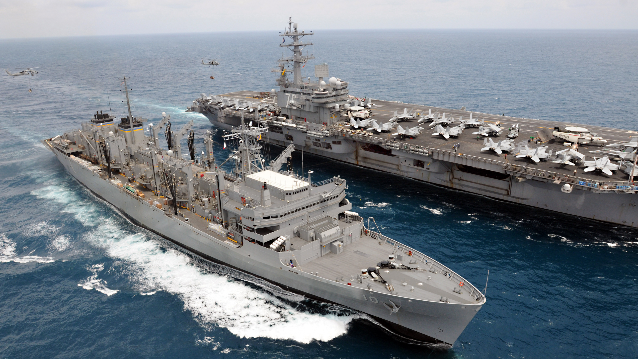 快战斗支援船, 航空母舰, 美国罗纳德*里根, 美国海军, 军舰 壁纸 2560x1440 允许