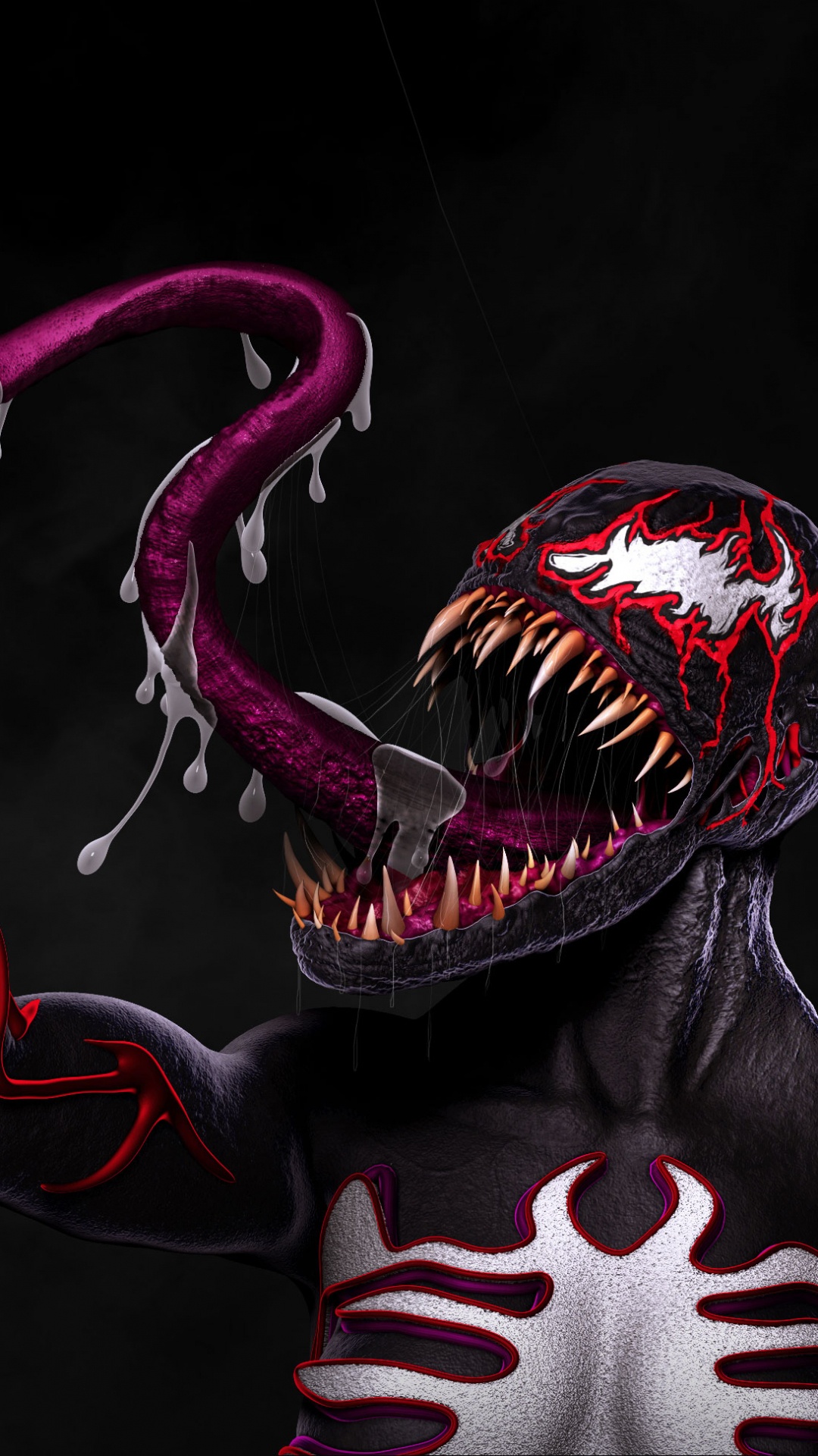 Schwarze Und Rote Drachenillustration. Wallpaper in 1080x1920 Resolution