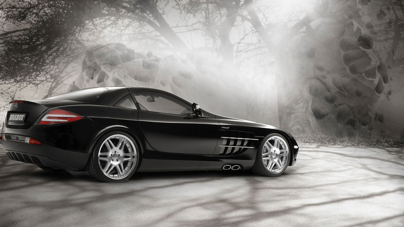 Black Mercedes Benz Coupe on White Surface. Wallpaper in 1366x768 Resolution