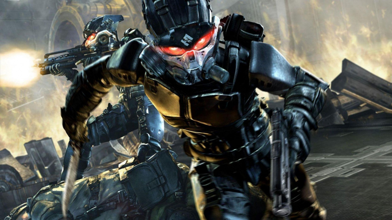 Killzone Helghast, Killzone 2, Killzone Shadow Fall, Killzone 3, Playstation 2. Wallpaper in 1366x768 Resolution