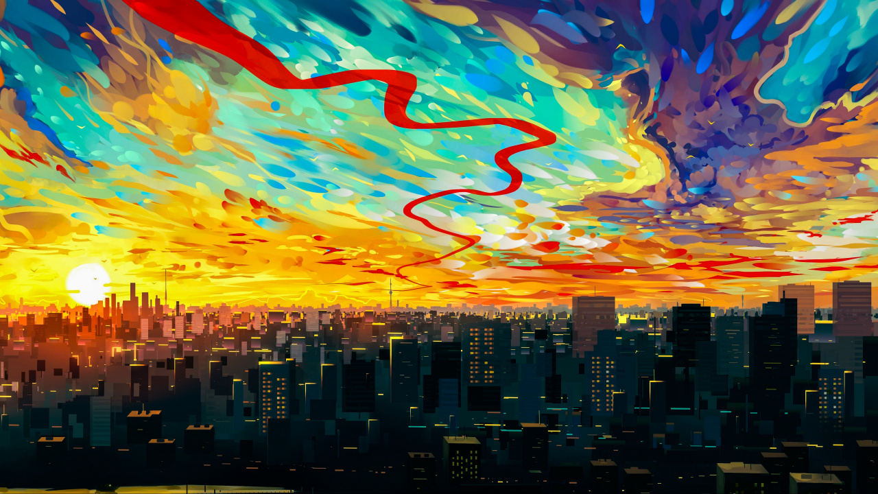 Shouko Nishimiya, Shoya Ishida, Anime, Kunst, Wolkenkratzer. Wallpaper in 1280x720 Resolution