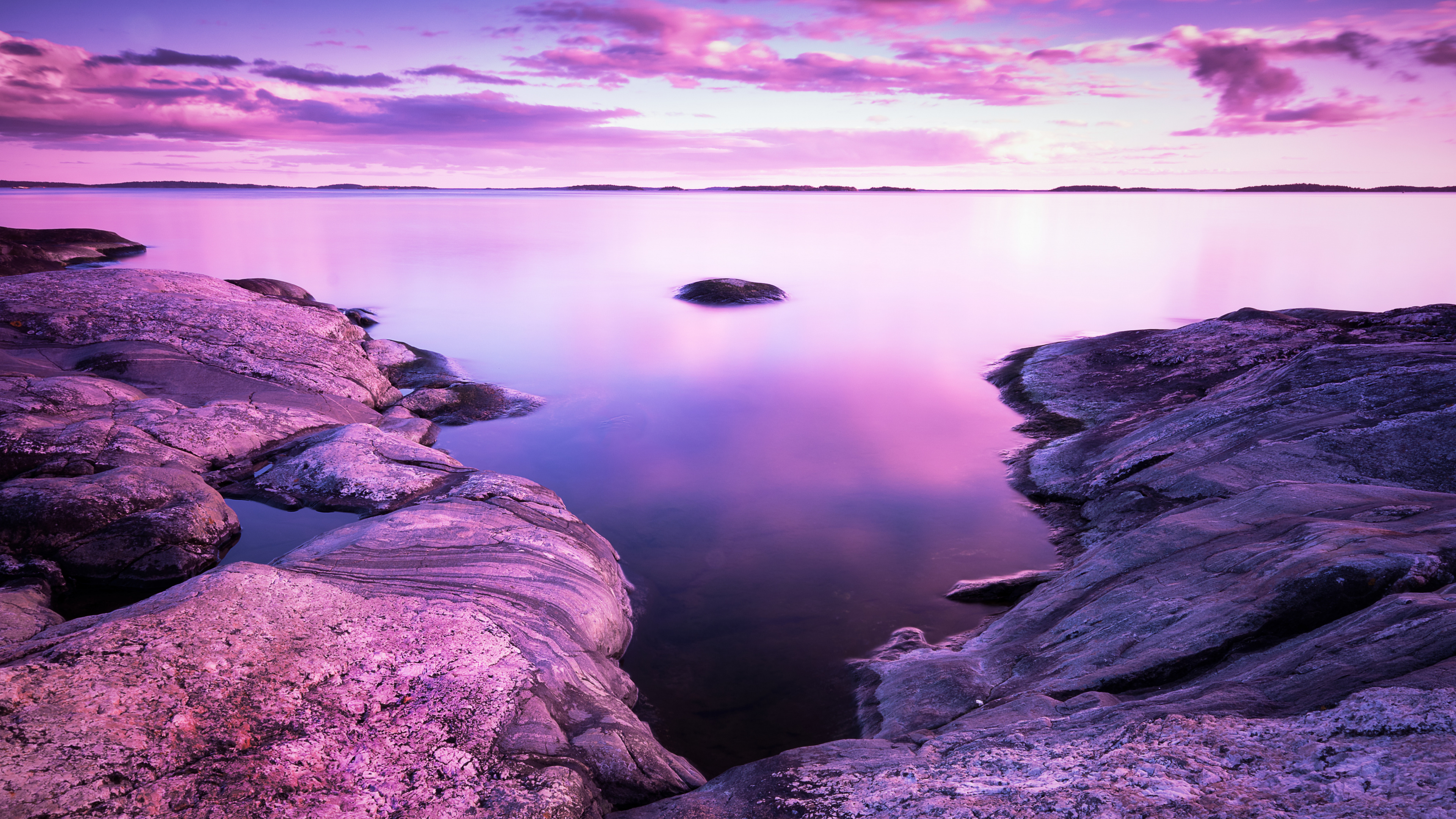 Body of Water, Nature, Natural Landscape, Purple, Sea. Wallpaper in 3840x2160 Resolution