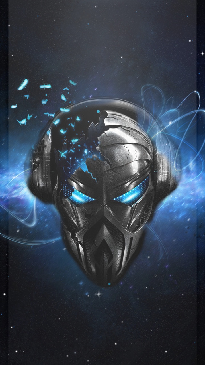 Alien Skull, Art, Electric Blue, Technology, Darkness. Wallpaper in 720x1280 Resolution