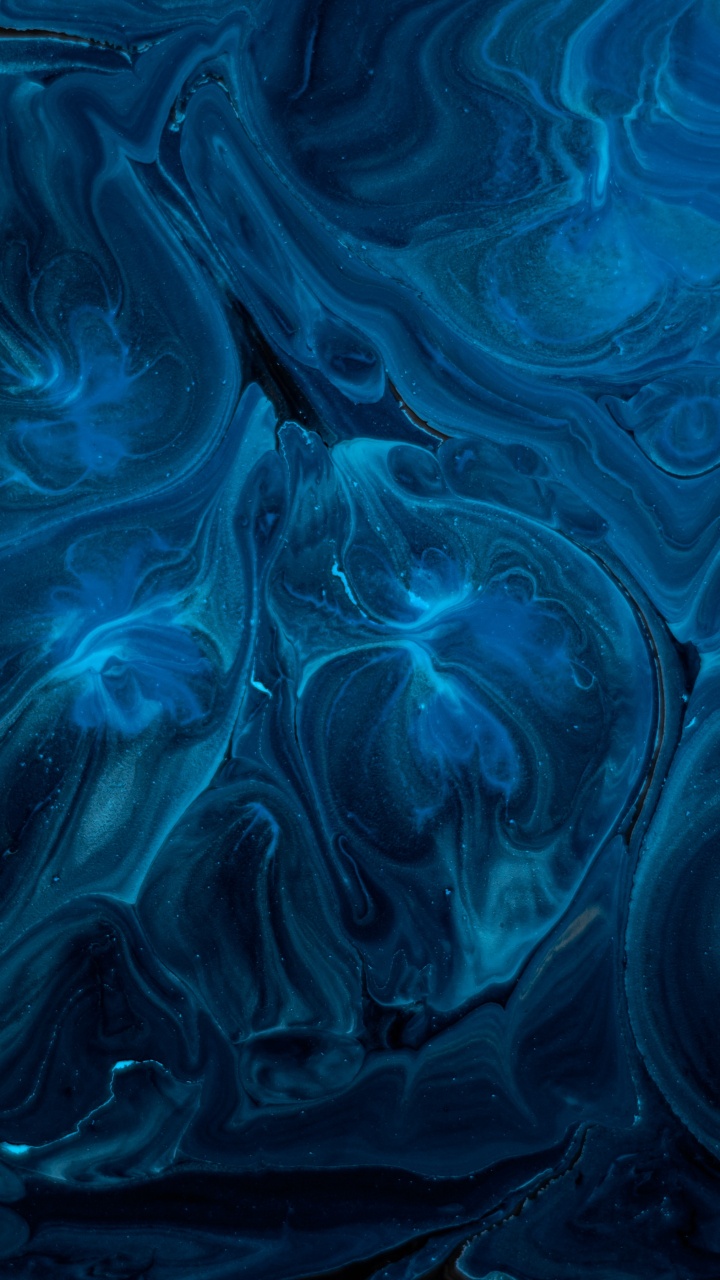 Blaue Und Schwarze Abstrakte Malerei. Wallpaper in 720x1280 Resolution