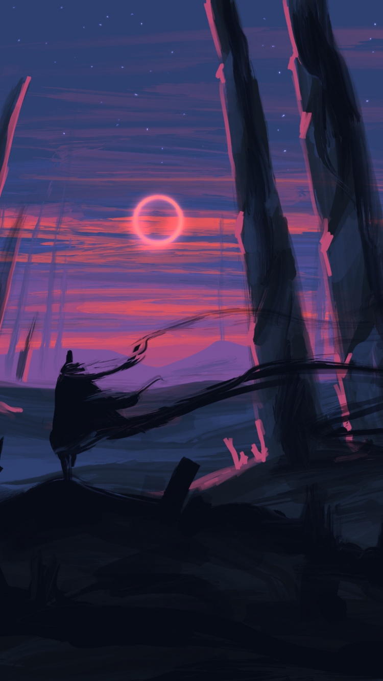 Lumière Bleue et Rouge Sur Une Pièce Sombre. Wallpaper in 750x1334 Resolution