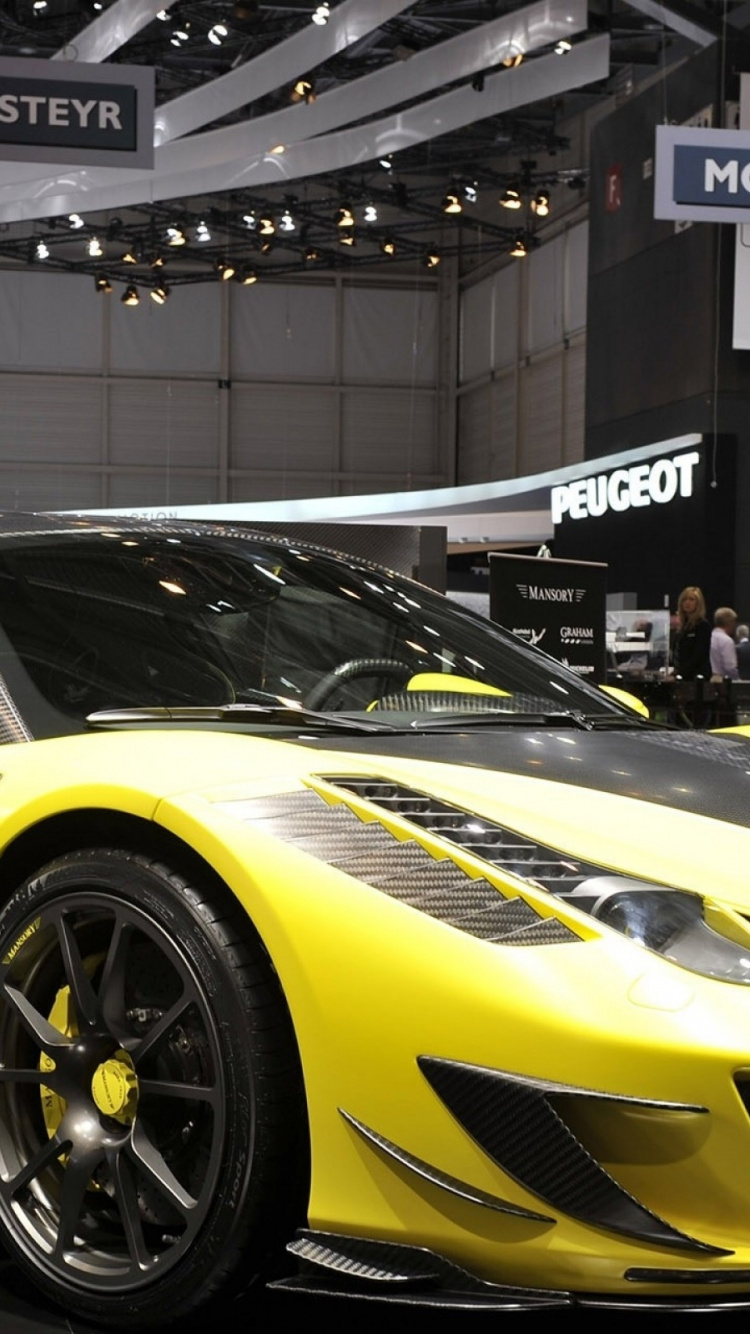 Yellow Lamborghini Aventador Parked Inside Building. Wallpaper in 750x1334 Resolution