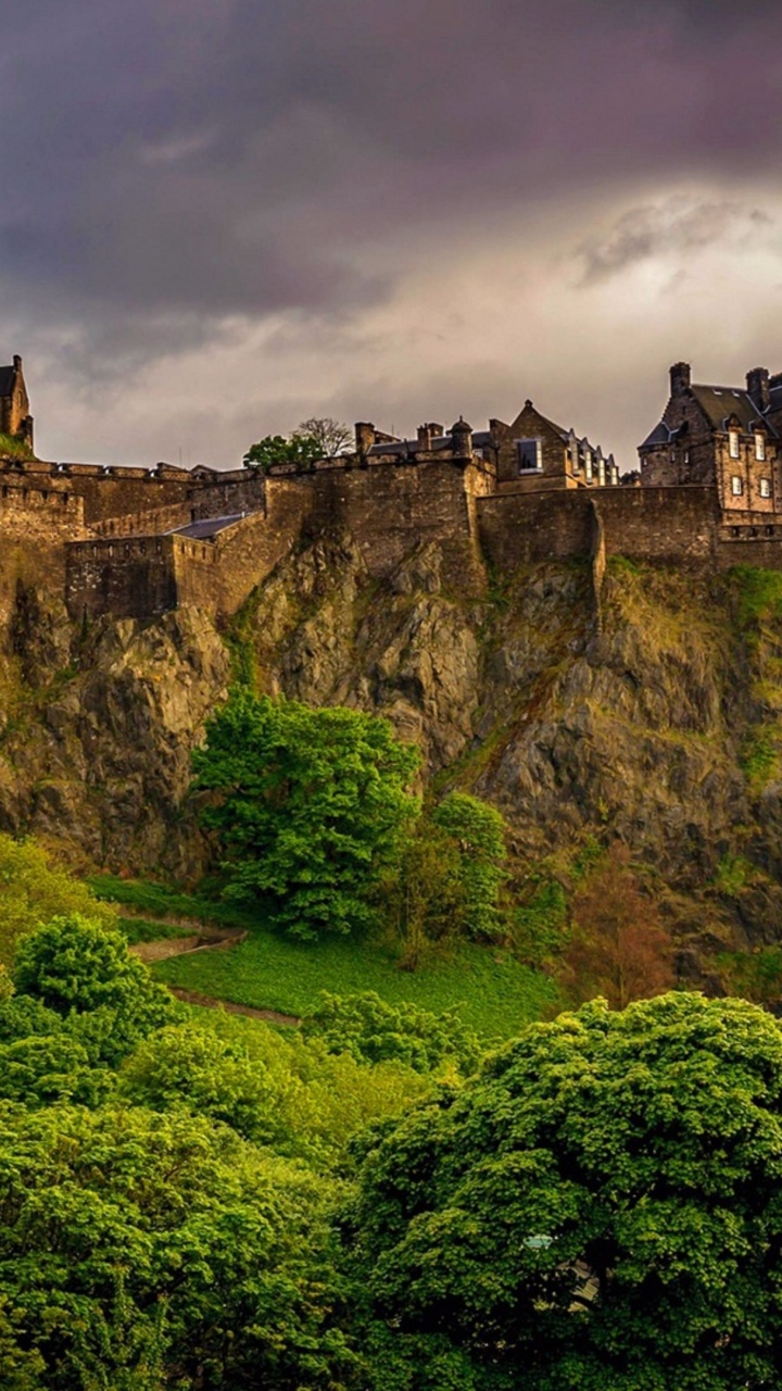 爱丁堡, 城堡, 性质, 植被, 防御工事 壁纸 720x1280 允许