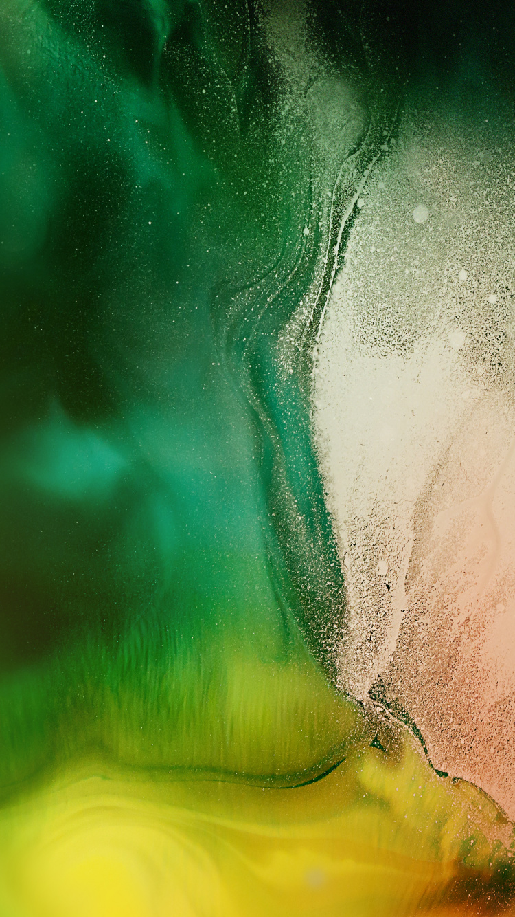 Peinture Abstraite Verte Blanche et Jaune. Wallpaper in 750x1334 Resolution