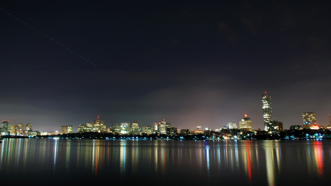 City Skyline During Night Time. Wallpaper in 1366x768 Resolution