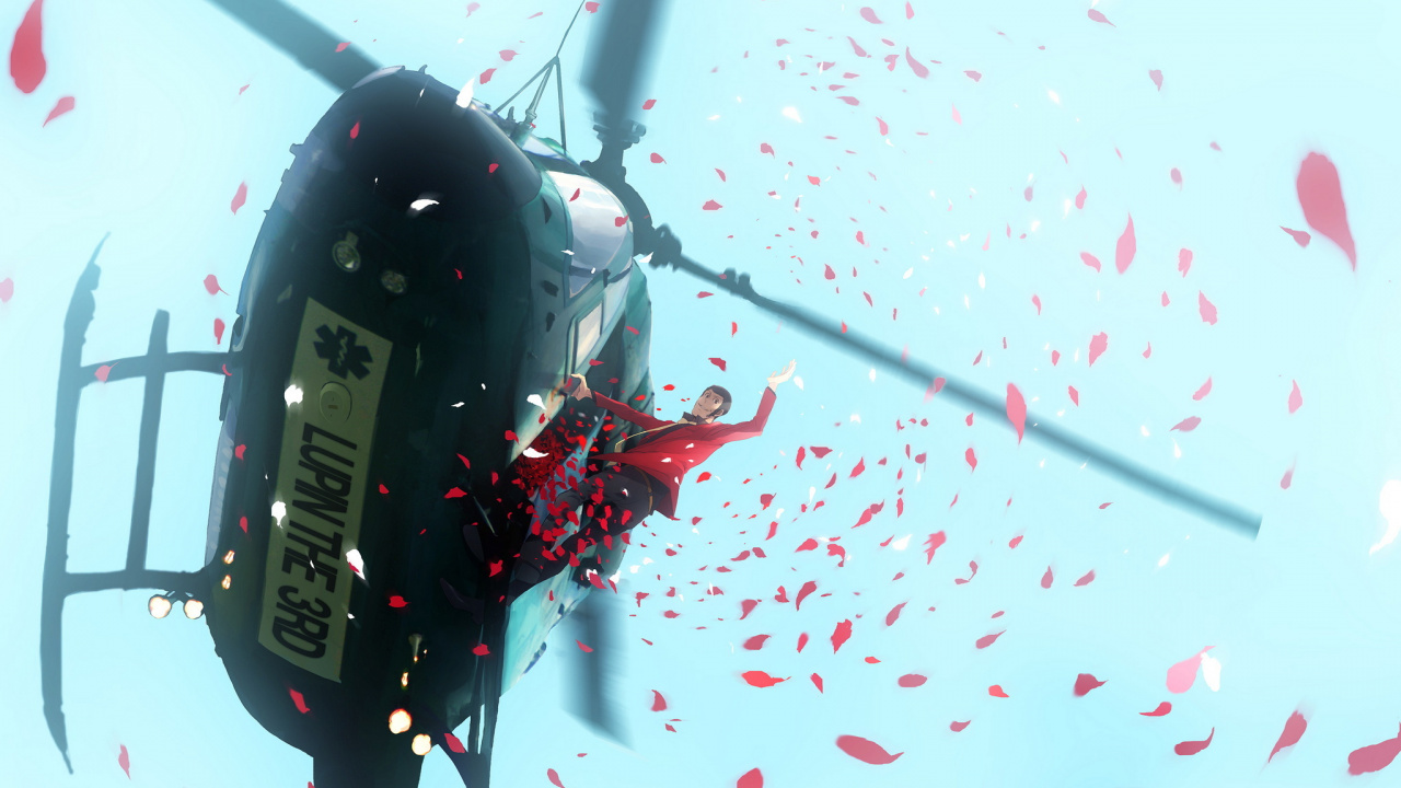 Black and Red Helicopter in The Sky. Wallpaper in 1280x720 Resolution