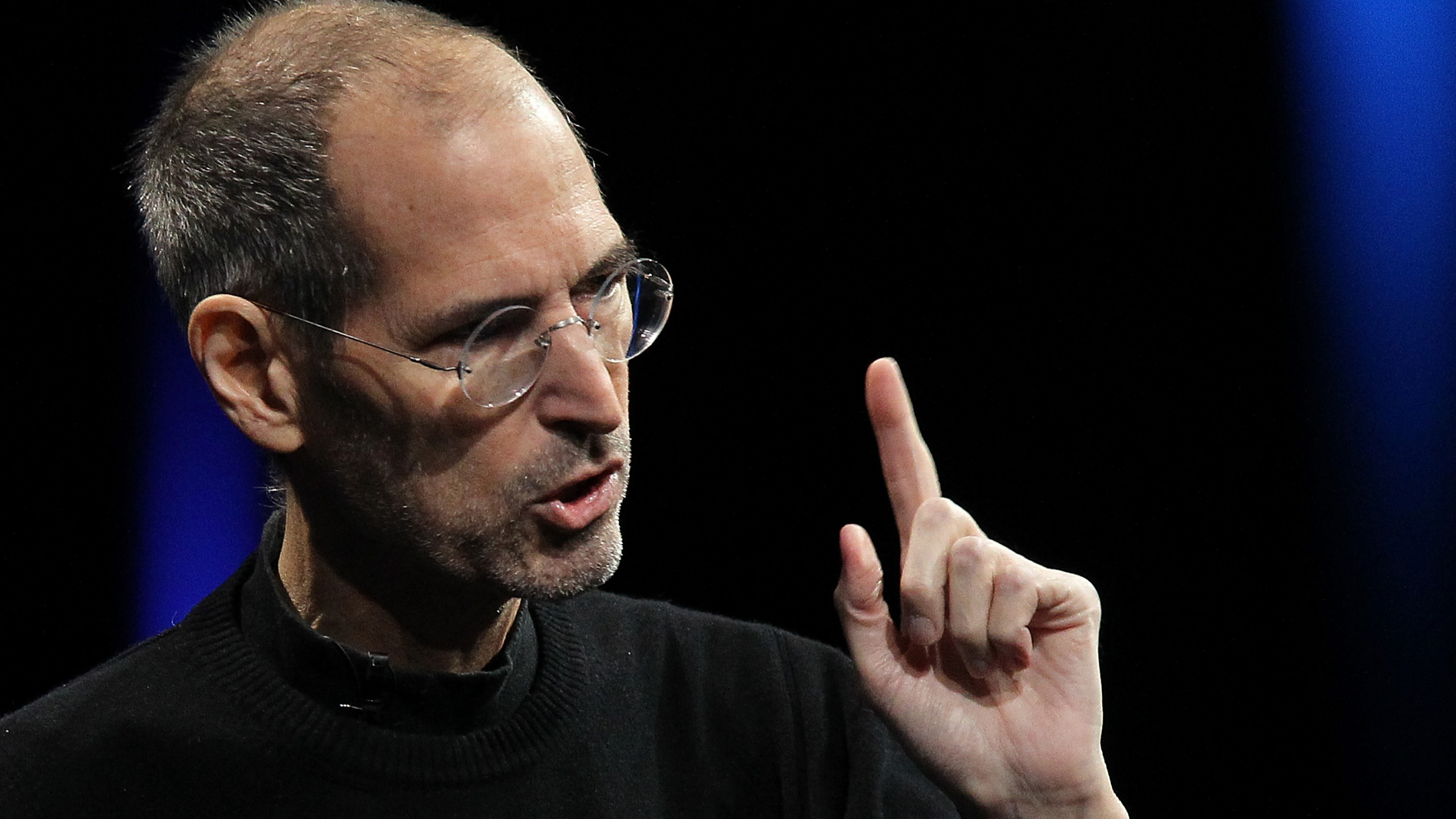 Steve Jobs, Apple, Hand, Rede, Äpfeln. Wallpaper in 2560x1440 Resolution