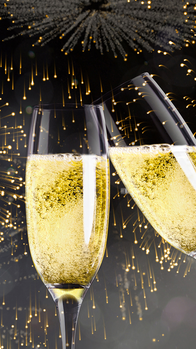 新年前夕, 香槟, 新的一年, 缔约方, 新年当天 壁纸 750x1334 允许
