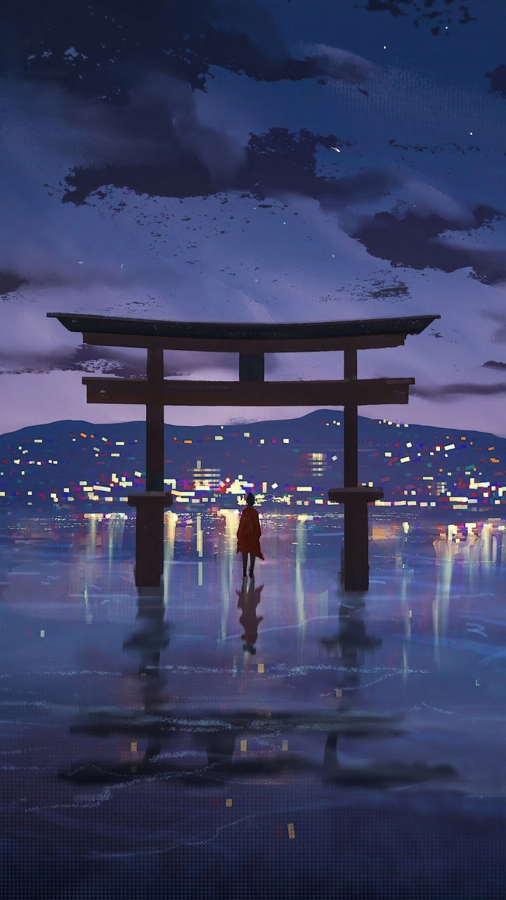 Miyajima, Itsukushima, Illustration, Sketch, Work of Art. Wallpaper in 720x1280 Resolution