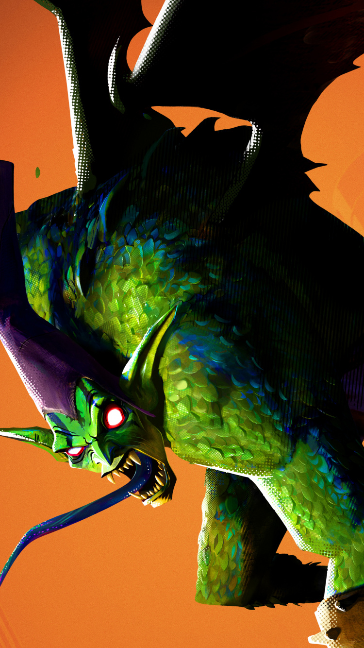 Grüne Und Blaue Drachenillustration. Wallpaper in 750x1334 Resolution