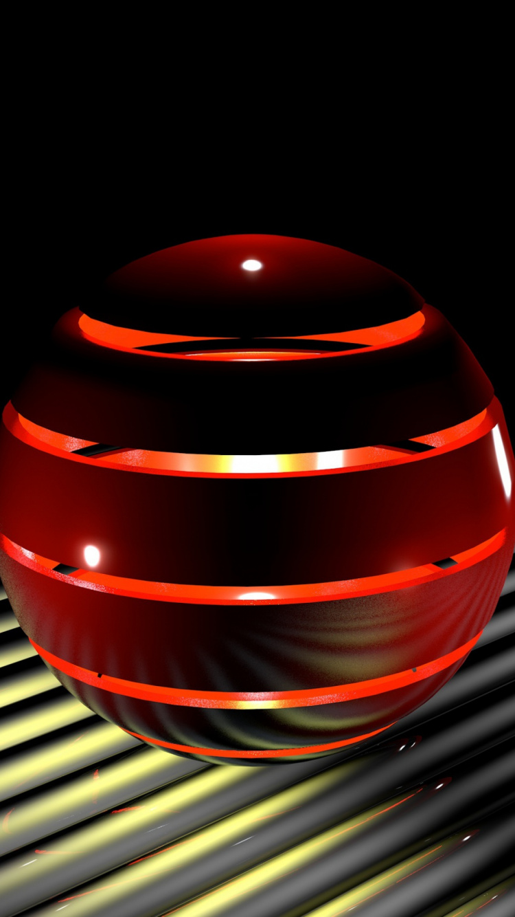 Roter Und Schwarzer Runder Ball. Wallpaper in 750x1334 Resolution