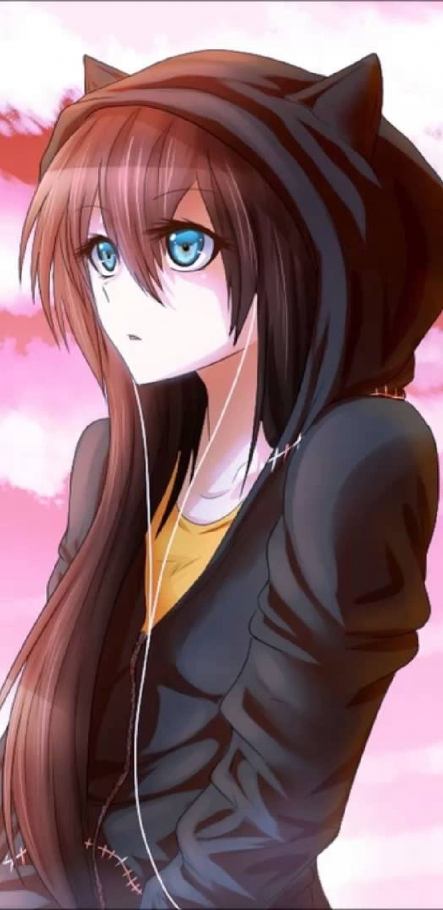 Braunhaariger Männlicher Anime-Charakter. Wallpaper in 1440x2960 Resolution