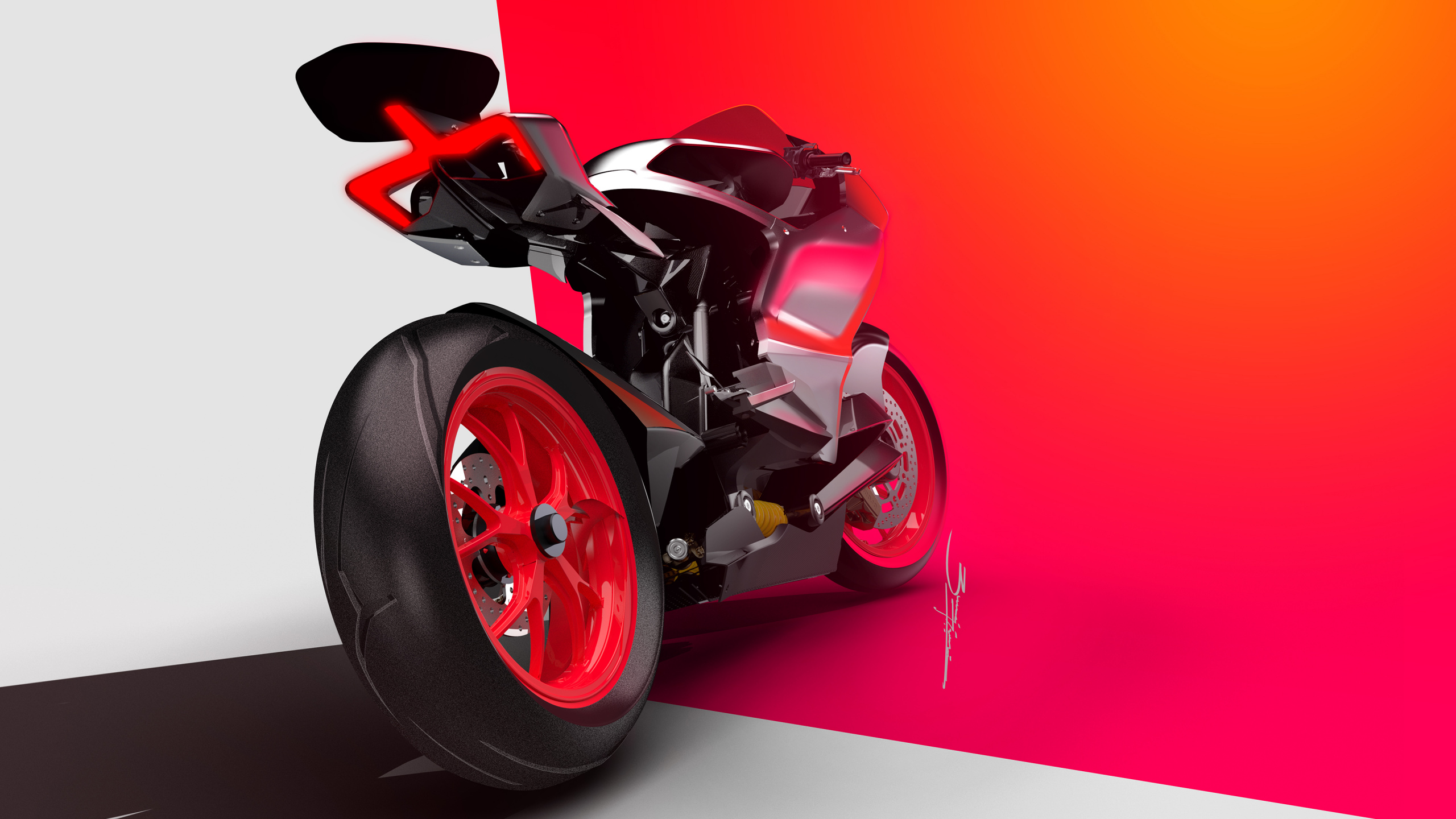 Red and Black Sports Bike. Wallpaper in 2560x1440 Resolution