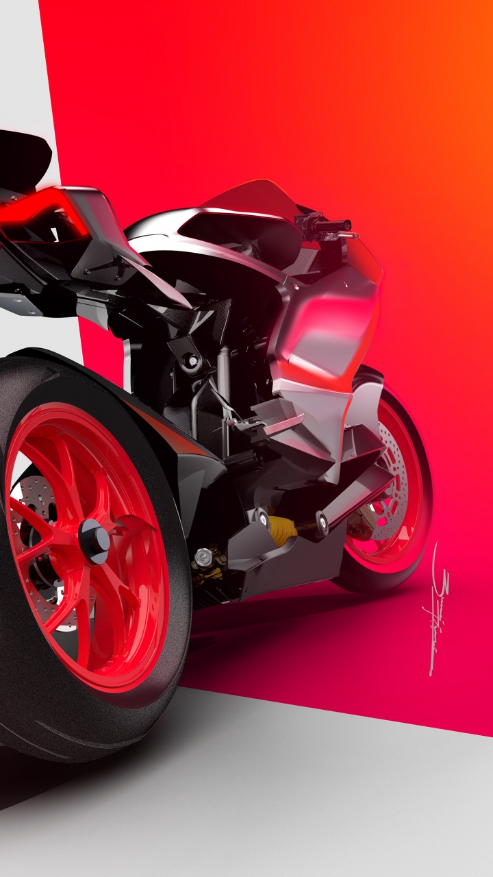 Red and Black Sports Bike. Wallpaper in 720x1280 Resolution
